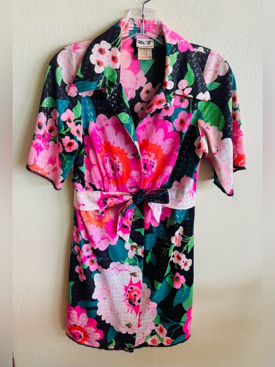 Mr. B Dresses & Skirts - Mr. B of California 1970’s Vintage Floral Shimmer Belted Shirt Dress Size: Small